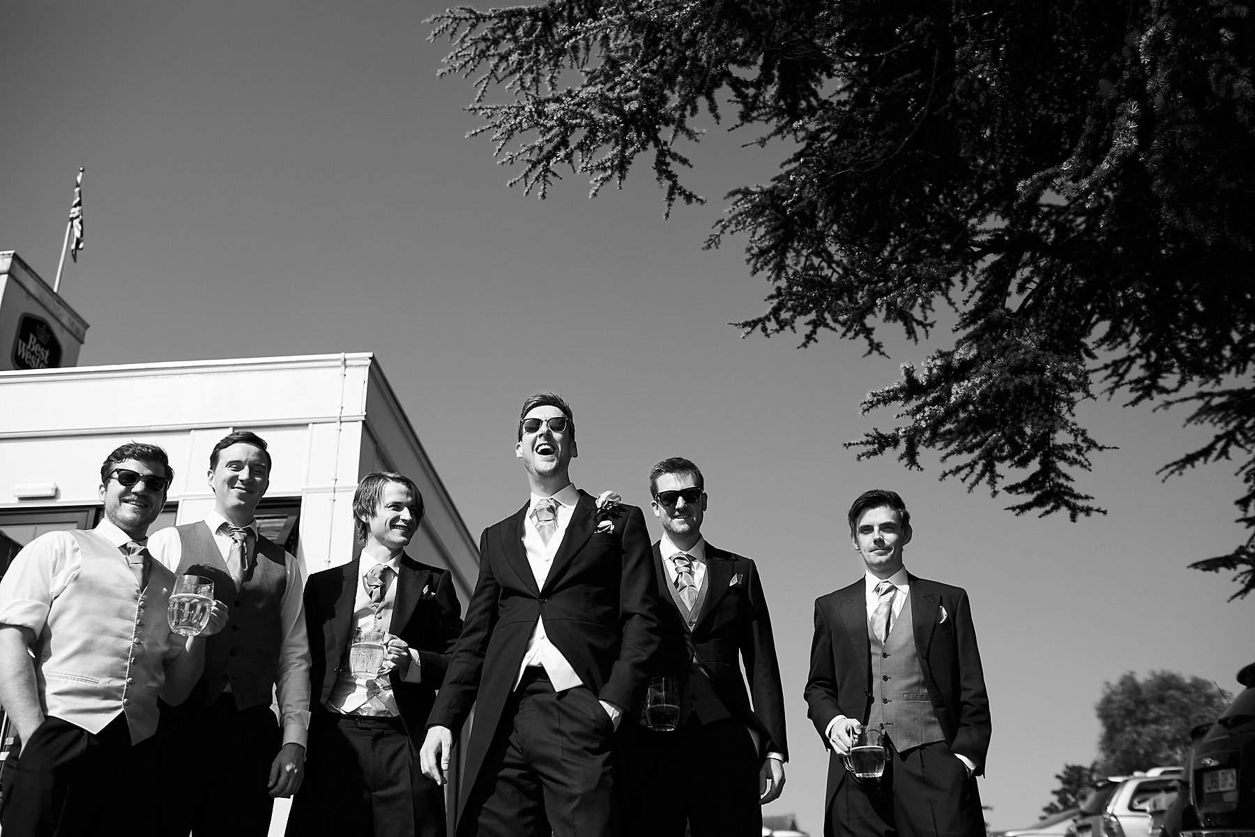 fun group photo of groom party